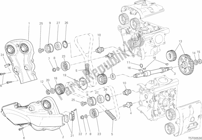 Todas as partes de Distribuzione do Ducati Monster 821 Stripes 2015